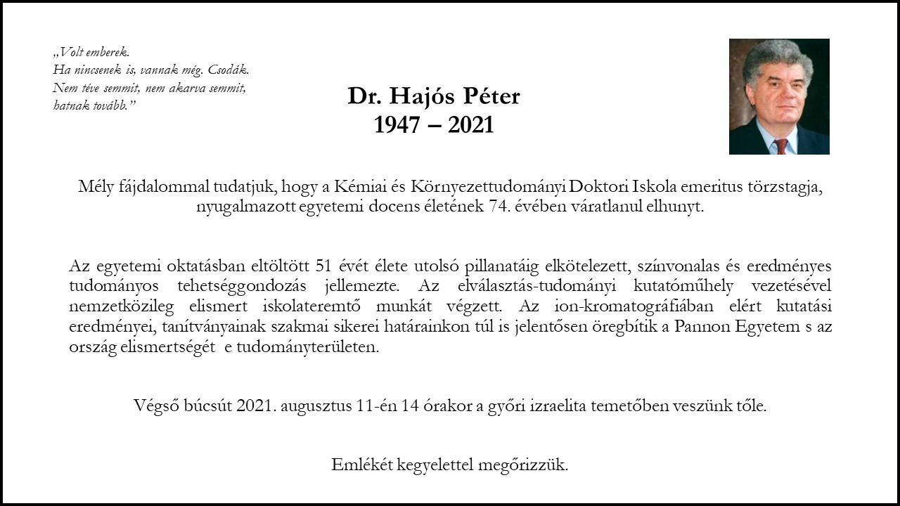 gyászhír Hajós Péter