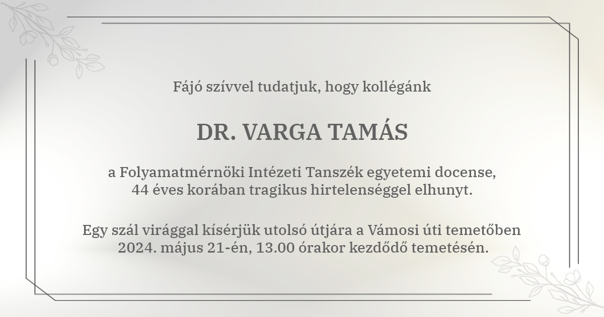 Gyászhír - Dr. Varga Tamás